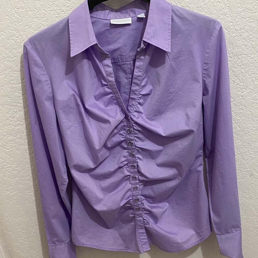 New York & Company Lavender Button-Down Shirt